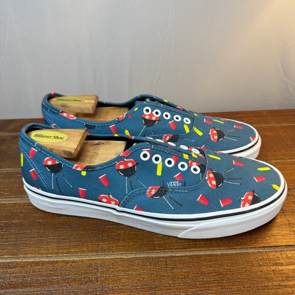 Vans Other - Vans Authentic BBQ Grill Red Cup Print Navy Blue Mens 11 Low Top Sneakers 721356